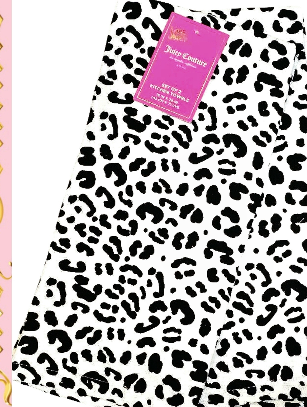 Juicy Couture Home Black & White Leopard Print Kitchen Towels - Set of 2